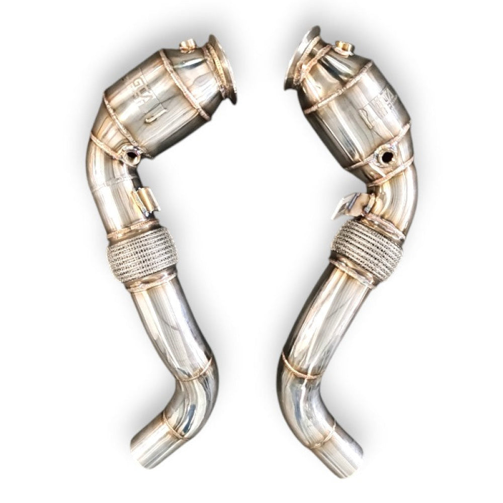 2018-2023 BMW M550i Downpipes | G30 No Heat Shield / 200 Cell Euro 6 Sport High Flow Cat Downpipes